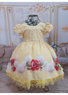 VESTIDO AMARELO FLORAL TAM. 2 E 3